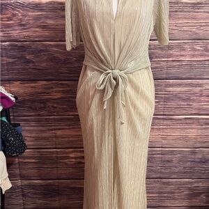 Adrianna Papell Shimmering Gold Long Sleeve Dress